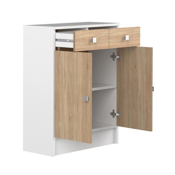 Combi fürdőszoba szekrény tölgyfa dekorral - Symbiosis-image-4