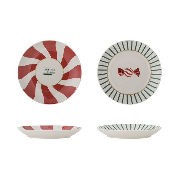 Piros-krémszínű agyagkerámia desszertes tányér készlet  karácsonyi mintával, 2 db-os, ø 12,5 cm Yule – Bloomingville-image-3