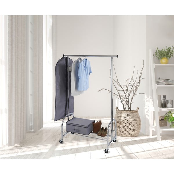 Ezüstszínű fém gurulós ruhatartó állvány Profi – Wenko-image-1