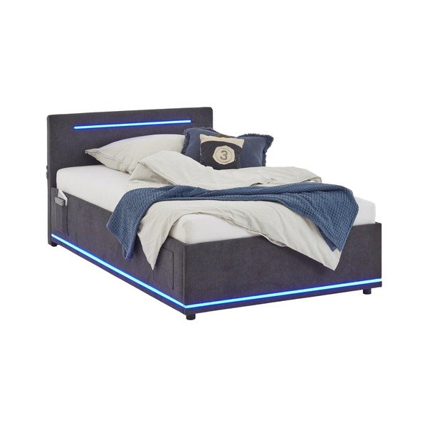 Sötétszürke kárpitozott ágyneműtartós gyerekágy ágyráccsal 120x200 cm Circle – Meise Möbel-image-4