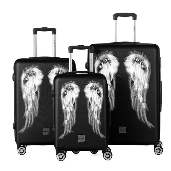 Wings 3 db-os fekete bőrönd szett - Berenice