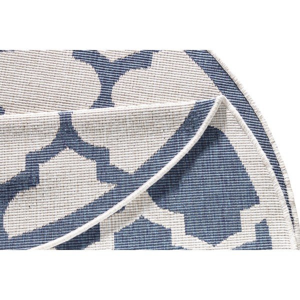 Palermo kék-krémszínű kültéri szőnyeg, ⌀ 200 cm - NORTHRUGS-image-4