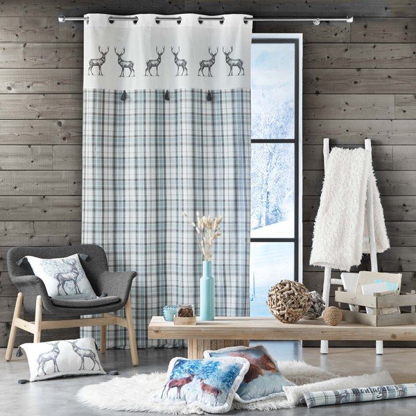 Fehér-kék függöny 140x240 cm Megeve – douceur d'intérieur-image-2