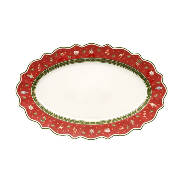 Piros porcelán szervírozó tányér karácsonyi motívummal, 50 x 31,5 cm - Villeroy & Boch