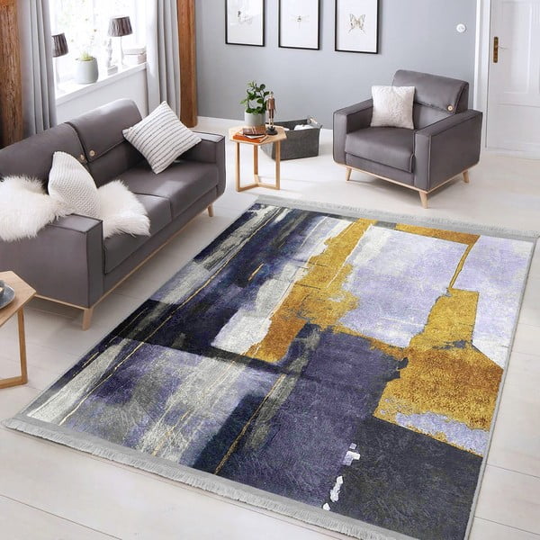 Sárga-sötétkék mosható szőnyeg 80x150 cm Unique – Mila Home-image-3