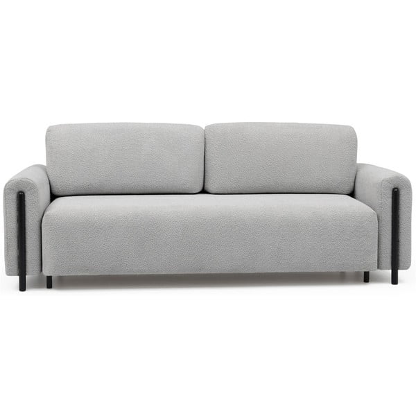 Világosszürke buklé kinyitható-tárolóhelyes kanapé 244 cm Arcadova – ELTAP