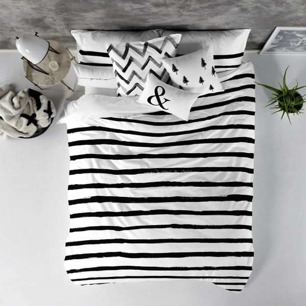 Stripes pamut paplanhuzat, 240 x 220 cm - Blanc
