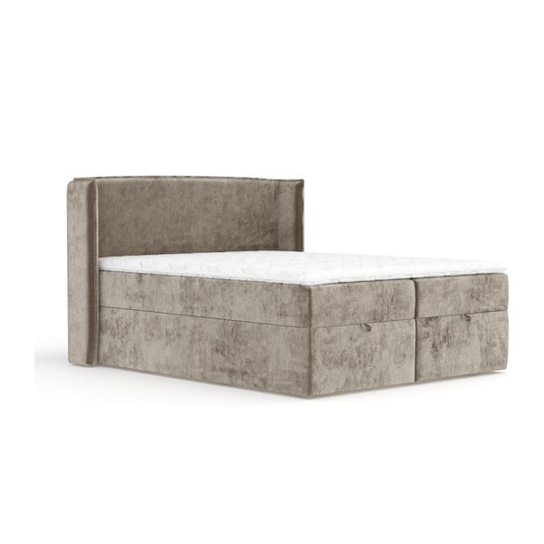 Bézs ágyneműtartós boxspring ágy 200x200 cm Passion – Maison de Rêve