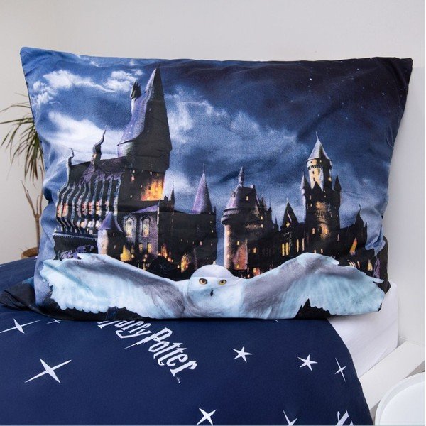 Sötétkék-szürke egyszemélyes mikroszálas gyerek ágyneműhuzat 140x200 cm Harry Potter "Hogwarts Night" – Jerry Fabrics-image-3