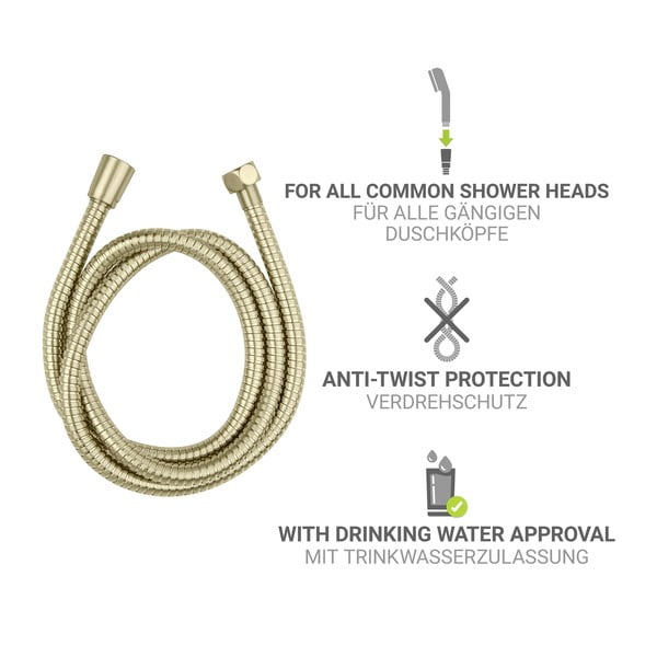 Matt aranyszínű rozsdamentes acél zuhanycső 150 cm Brass – Wenko-image-3