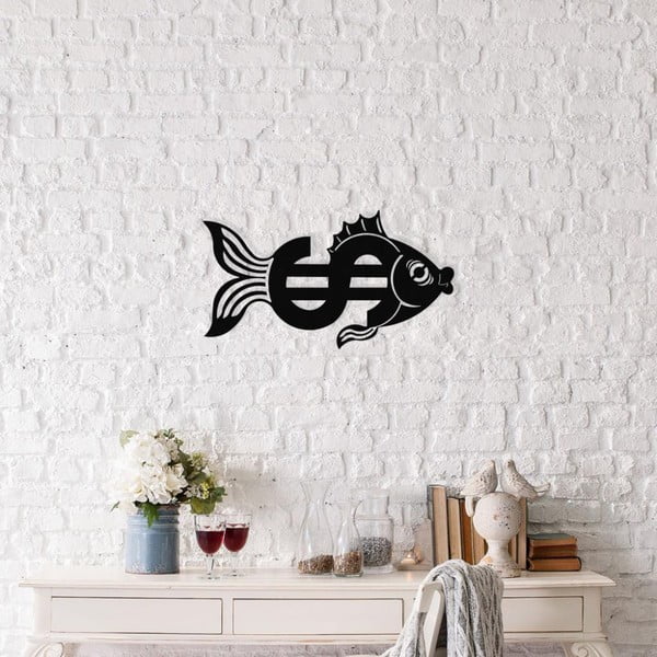 Dollar Fish fekete fém fali dekoráció, 49 x 27 cm