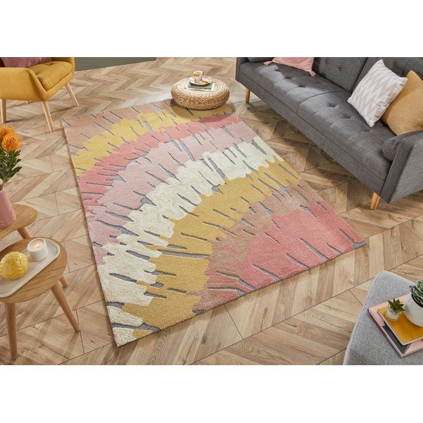 Woodgrain rózsaszín-sárga szőnyeg, 120 x 170 cm - Flair Rugs-image-4