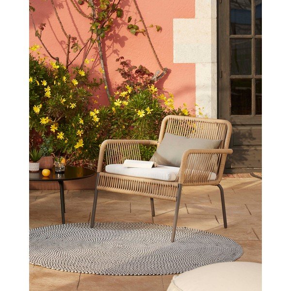 Rodhe szürke szőnyeg újrahasznosított műanyagból, ø 150 cm - Kave Home-image-2