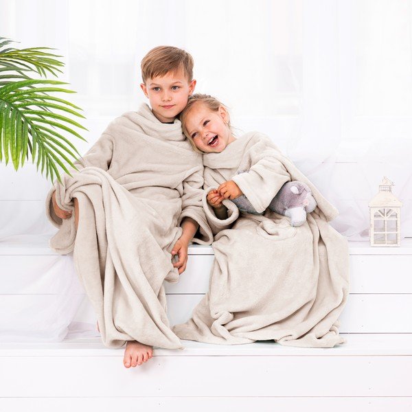 Lazykids bézs gyermek TV-nézős takaró ujjakkal - DecoKing-image-3