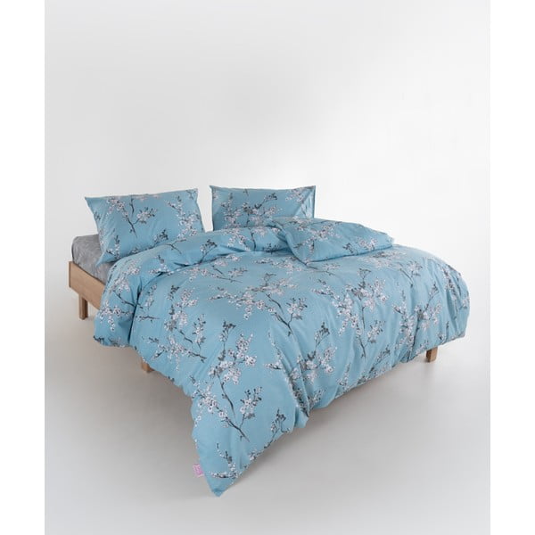 Kék kétszemélyes-hosszabbított renforcé pamut ágyneműhuzat 240x220 cm Blue Floral – Mila Home Luxury-image-2