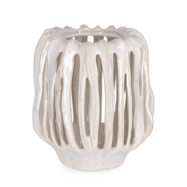 Krémszínű kerámia kézzel készített váza (magasság 17 cm) Naoko – Bizzotto