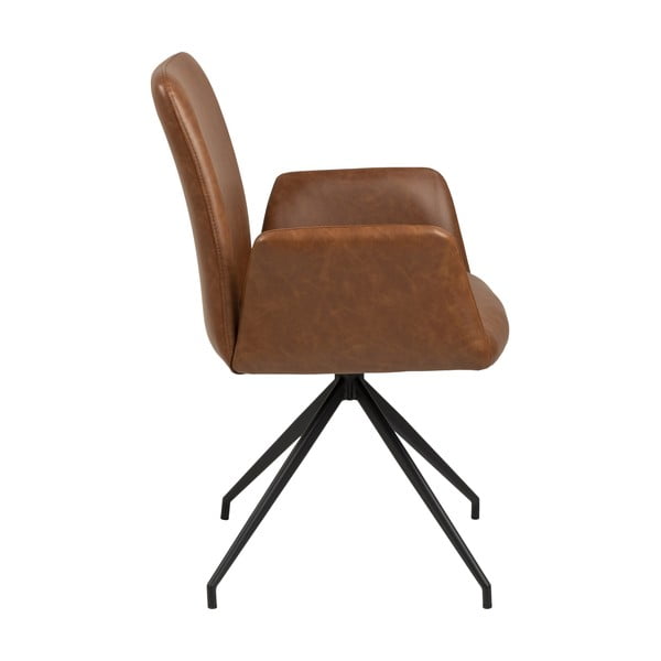 Konyakbarna kárpitozott karfás étkezőfotel Naya – Actona-image-4