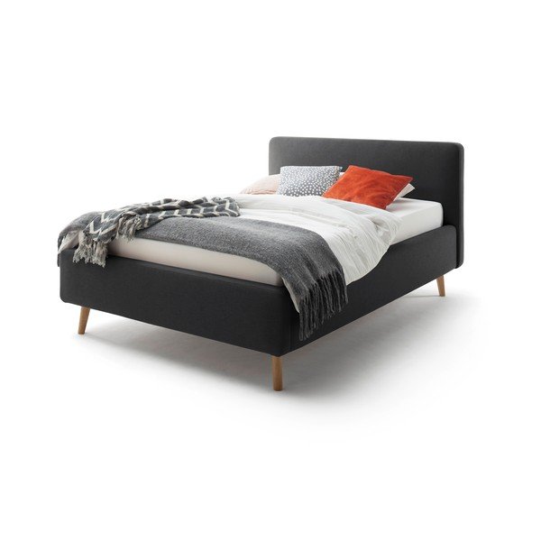 Antracitszürke kárpitozott egyszemélyes ágy ágyrács nélkül 120x200 cm Mattis – Meise Möbel-image-2