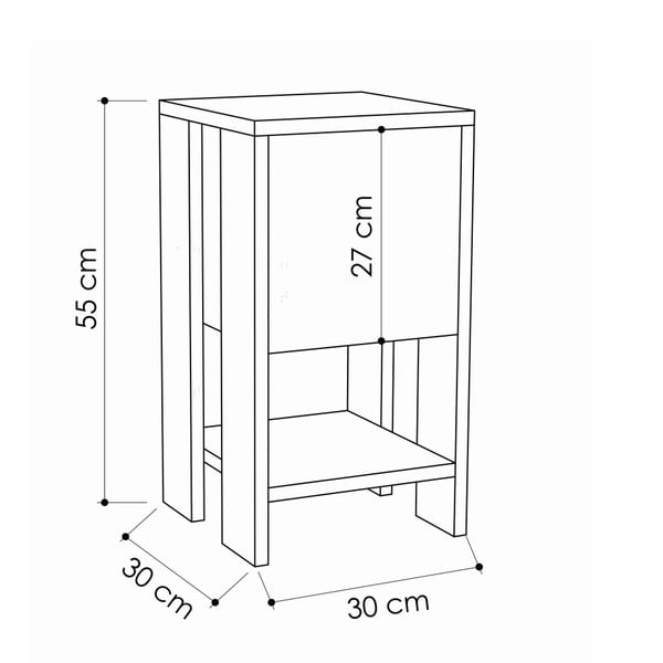Garetto Ema antracitszürke éjjeliszekrény, tölgyfa dekor-image-3