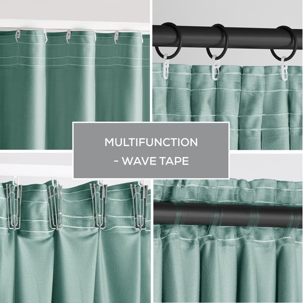 Világoszöld bársony dimout (részleges sötétítő) függöny 140x245 cm Pleat – Restilo-image-3