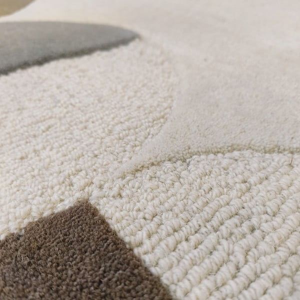 Szürkésbézs kézi szövésű gyapjú szőnyeg 160x230 cm Mia Scallop Frame – Flair Rugs-image-2