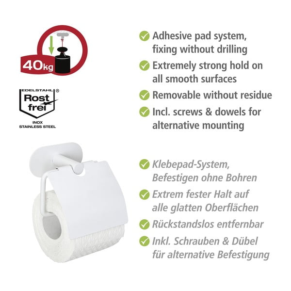 Fehér öntapadós rozsdamentes acél WC-papír tartó Orea – Wenko-image-4
