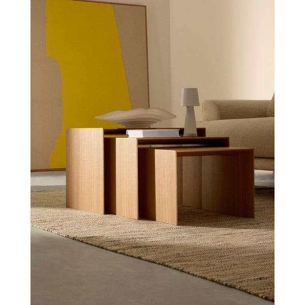 Tárolóasztal szett  tölgyfa dekorral 3 db-os 40x60 cm Litto – Kave Home-image-2