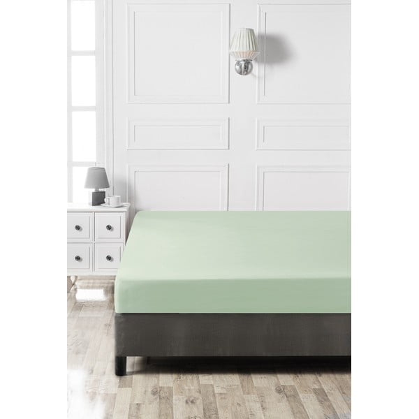 Világoszöld gumis pamut lepedő 140x200 cm – Mijolnir-image-2