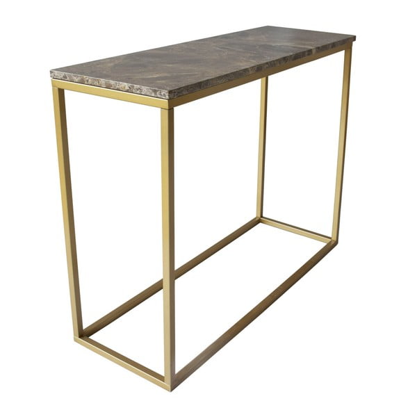 Accent konzolasztal aranyszínű vázzal és barna márvány asztallappal - RGE