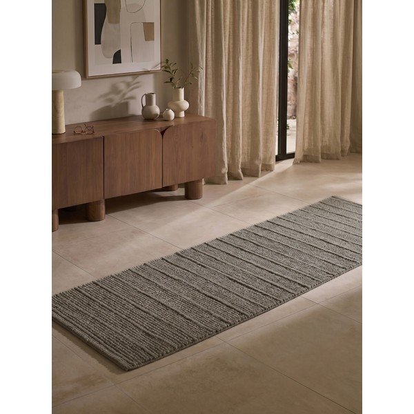 Sötétszürke-sötétbarna kézi szövésű gyapjú futószőnyeg 80x250 cm Camden Parker – Ted Baker-image-1