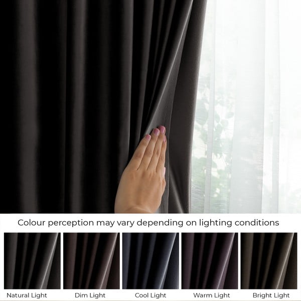 Fekete bársony dimout (részleges sötétítő) függöny 140x270 cm Eyelets – Restilo-image-4