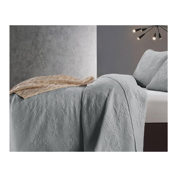 Velvet Clara világosszürke mikroperkál ágytakaró egy párnahuzattal, 180 x 250 cm - Dreamhouse-image-2