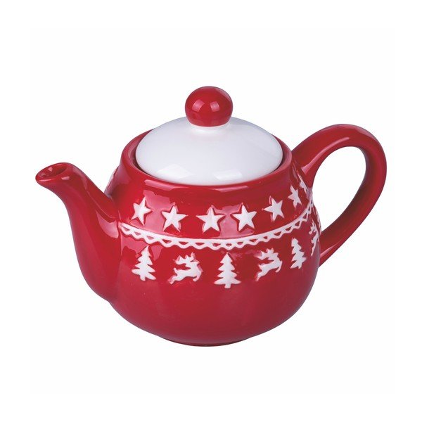 Piros-fehér karácsonyi kerámia teáskanna 520 ml Xmas - VDE Tivoli 1996-image-1