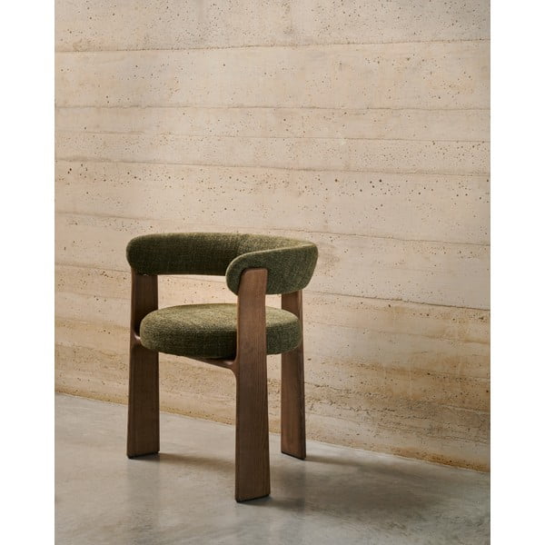 Khaki-barna kőrisfa karfás étkezőfotel Granite – Kave Home-image-1