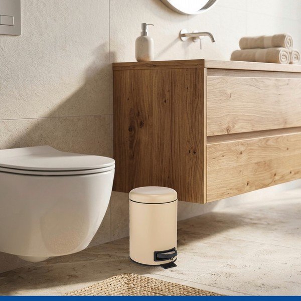 Bézs acél pedálos szemetes 3 l Leman – Wenko-image-1