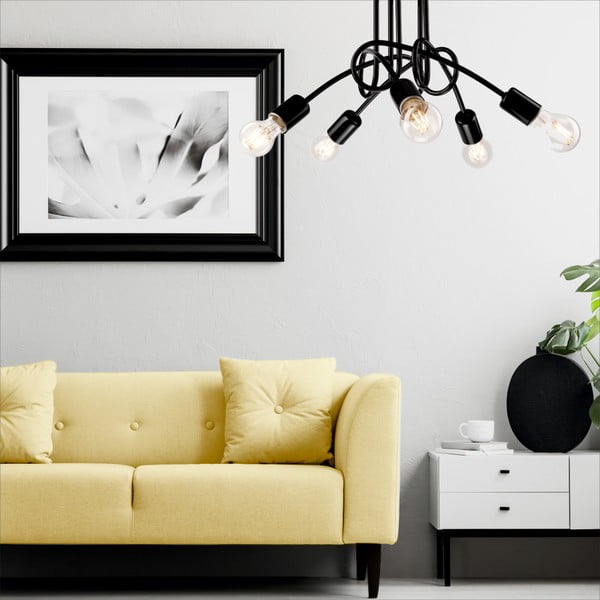 Fekete mennyezeti lámpa lámpabúra nélkül 46x46 cm Camilla – LAMKUR-image-1