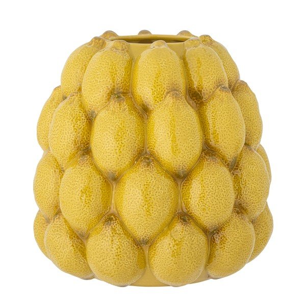 Sárga kőedény kézzel festett váza (magasság 22 cm) Limone – Bloomingville