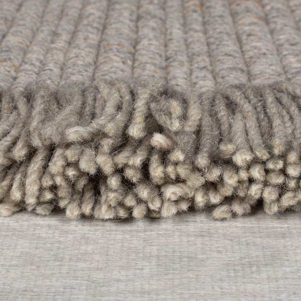 Szürke kézi szövésű gyapjúkeverék szőnyeg 160x230 cm Rene Fringed Ribbed – Flair Rugs-image-4