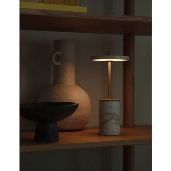Krémszínű márvány LED dimmelhető asztali lámpa fém búrával (magasság 25,5 cm) Asteria Move Mini – UMAGE-image-1