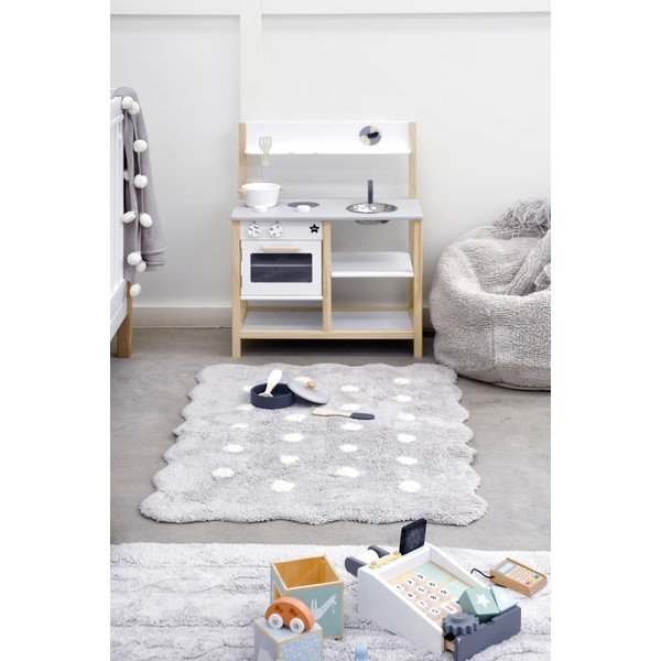 Szürke mosható kézi szövésű pamut gyerek szőnyeg 70x100 cm Mini Biscuit Pearl Grey – Lorena Canals-image-1
