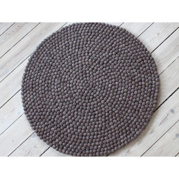 Ball Rugs dióbarna gyapjú golyószőnyeg, ⌀ 120 cm - Wooldot-image-1