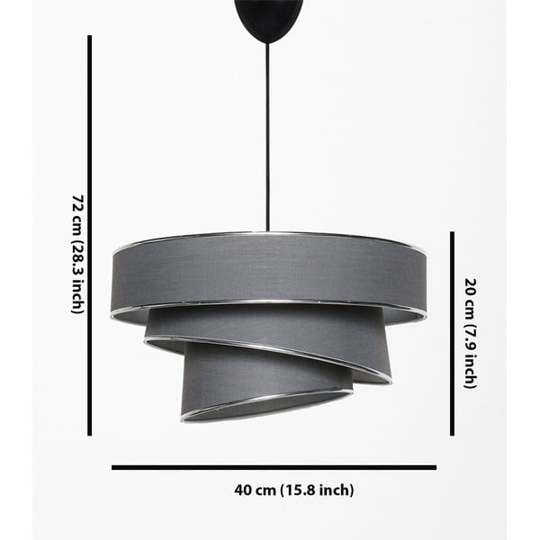 Antracitszürke-ezüstszínű függőlámpa textil búrával ø 40 cm Couper – Opviq lights-image-2