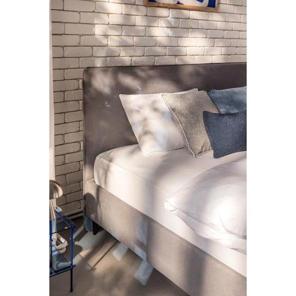 Szürke kárpitozott franciaágy ágyráccsal 180x200 cm Noira Slim – Bonami Selection-image-3