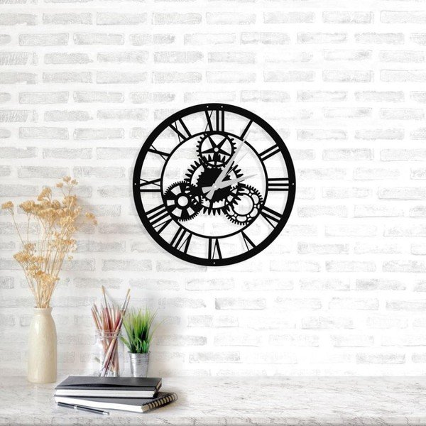 Davin Clock fekete fém falióra, ⌀ 48 cm-image-1