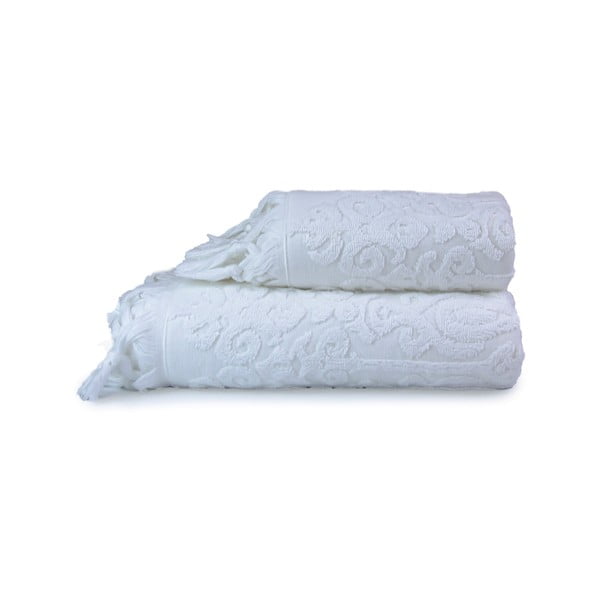 Fehér pamut törölköző és fürdőlepedő készlet 2 db-os Kilim – Foutastic