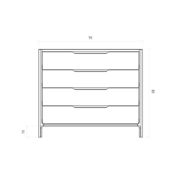 Natúr színű tölgyfa alacsony komód 95x80 cm Twig – The Beds-image-4
