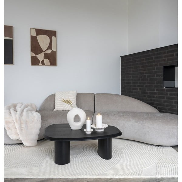 Fekete dohányzóasztal kőrisfa dekoros asztallappal 78x96 cm Tirano – House Nordic-image-1