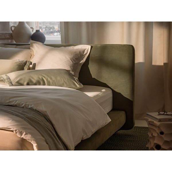 Elefántcsont színű kárpitozott franciaágy 180x200 cm Linea – Micadoni -image-4