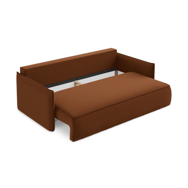 Terrakotta színű bársony kinyitható-tárolóhelyes kanapé 225 cm Hula – Makamii-image-3
