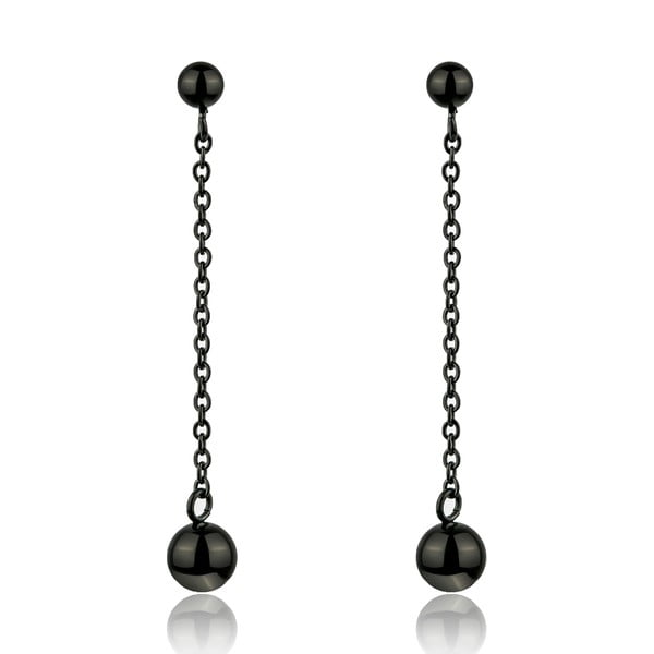Smooth fekete rozsdamentes acél függő fülbevaló - Emily Westwood